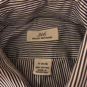 Brooks Brothers 346 Classic Fit Blue Stripe Button Down Dress Shirt 17 size34/35